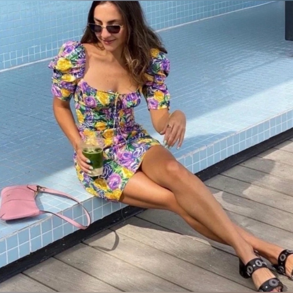 Zara Floral Puff Sleeve Dress